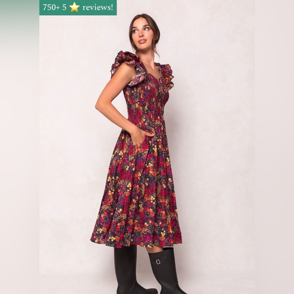 Ivy City Co Hattie Floral Ruffle Sleeve Midi Dress - Picture 2 of 7